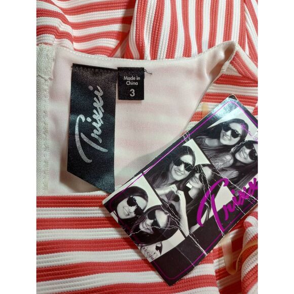 Trixxi Dress Ladies 3 Coral White Cut Out Back - Picture 6 of 8